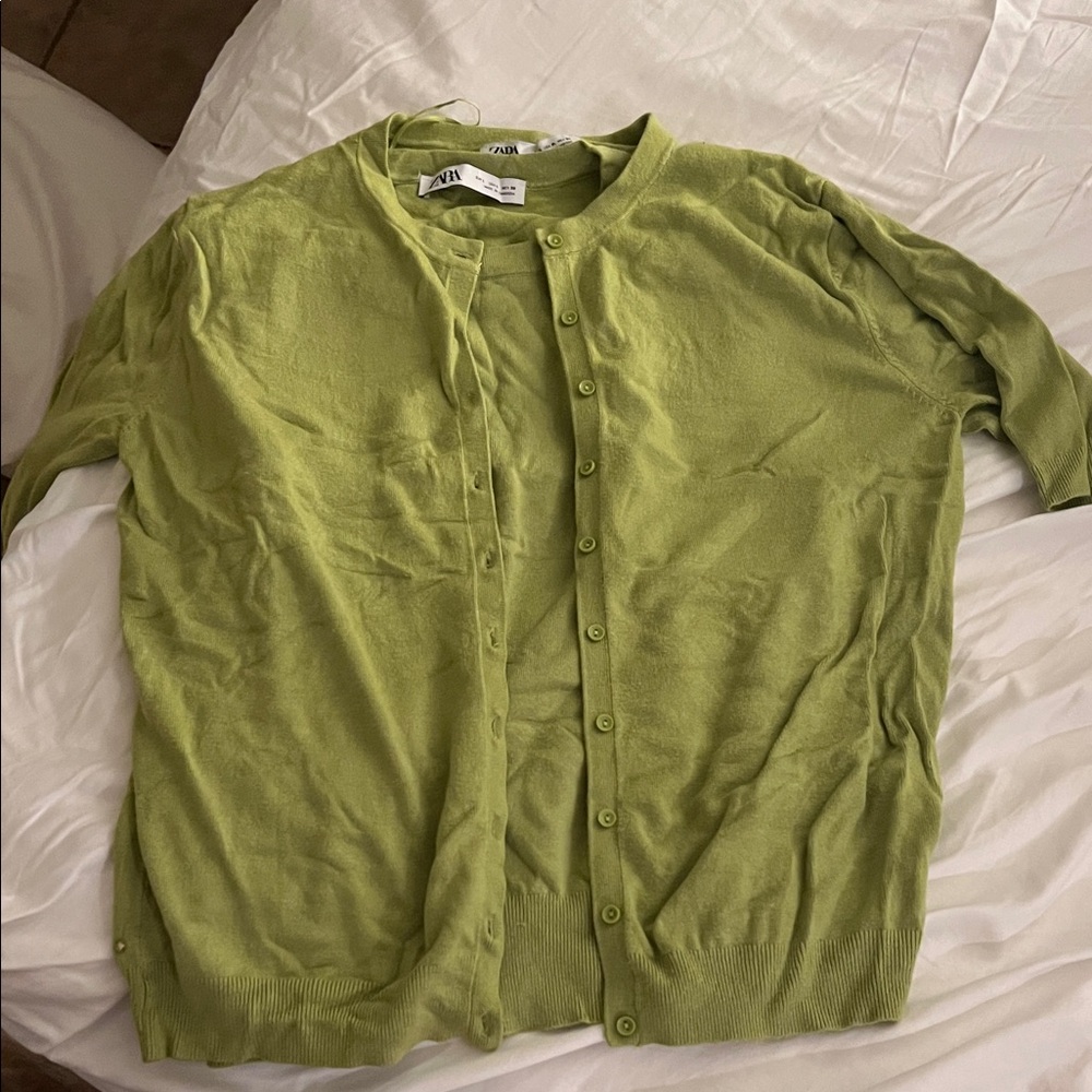 Zara Light Green Cardigan and Shell